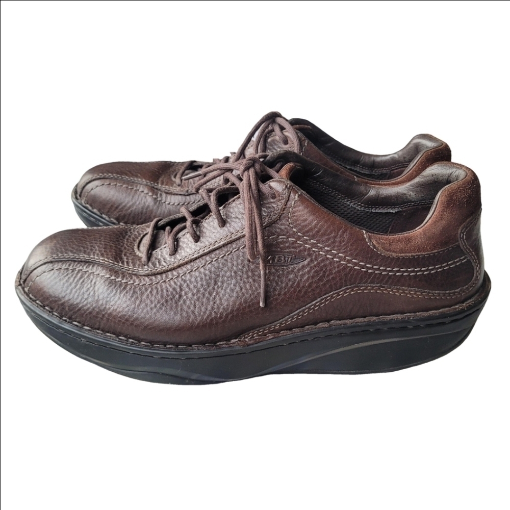 MBT Ajabu Rocker Bottom Lace Up Brown Leather Dress Shoes
